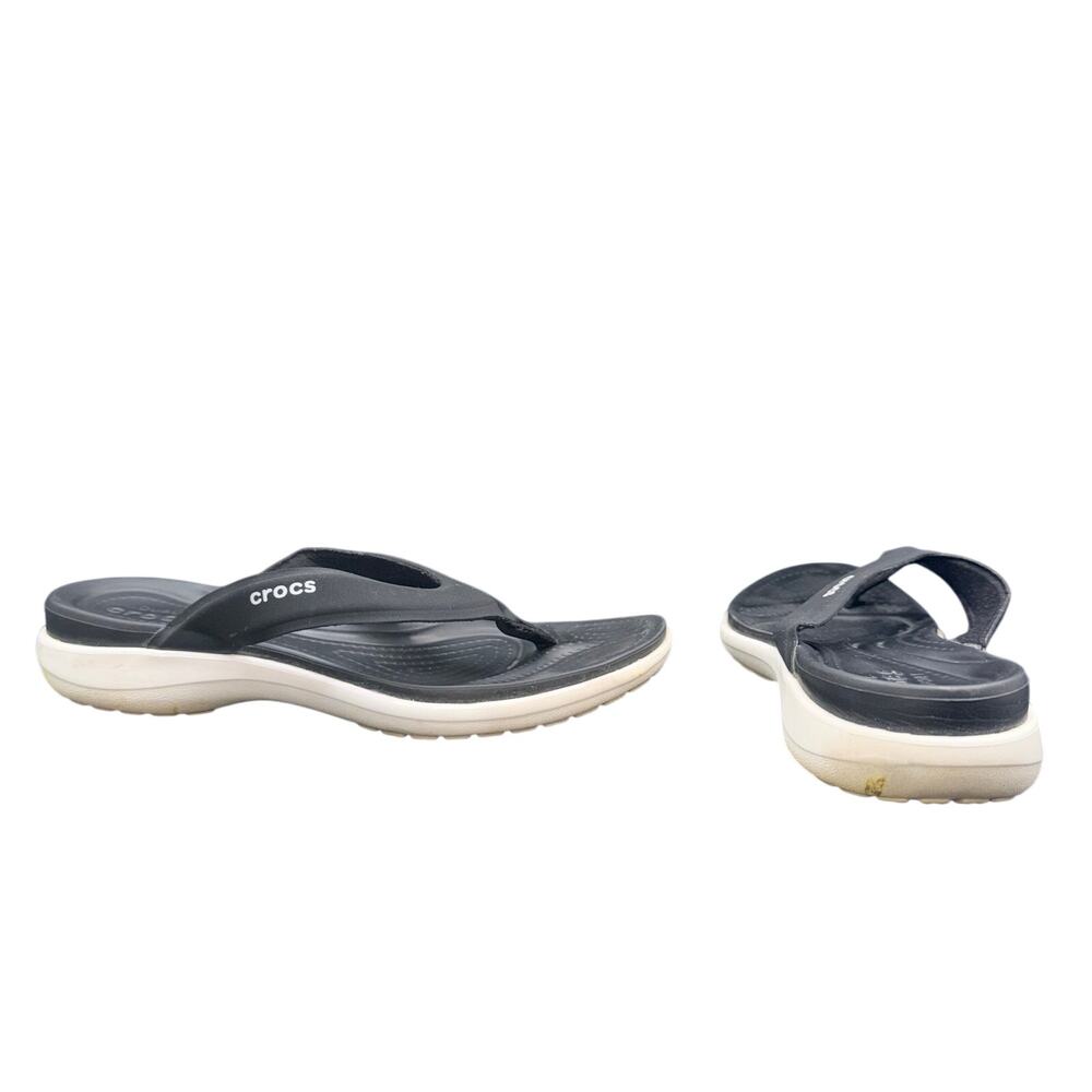 Crocs Dual Comfort Flip Flop Sandals Black White Women’s Size 10 W10
